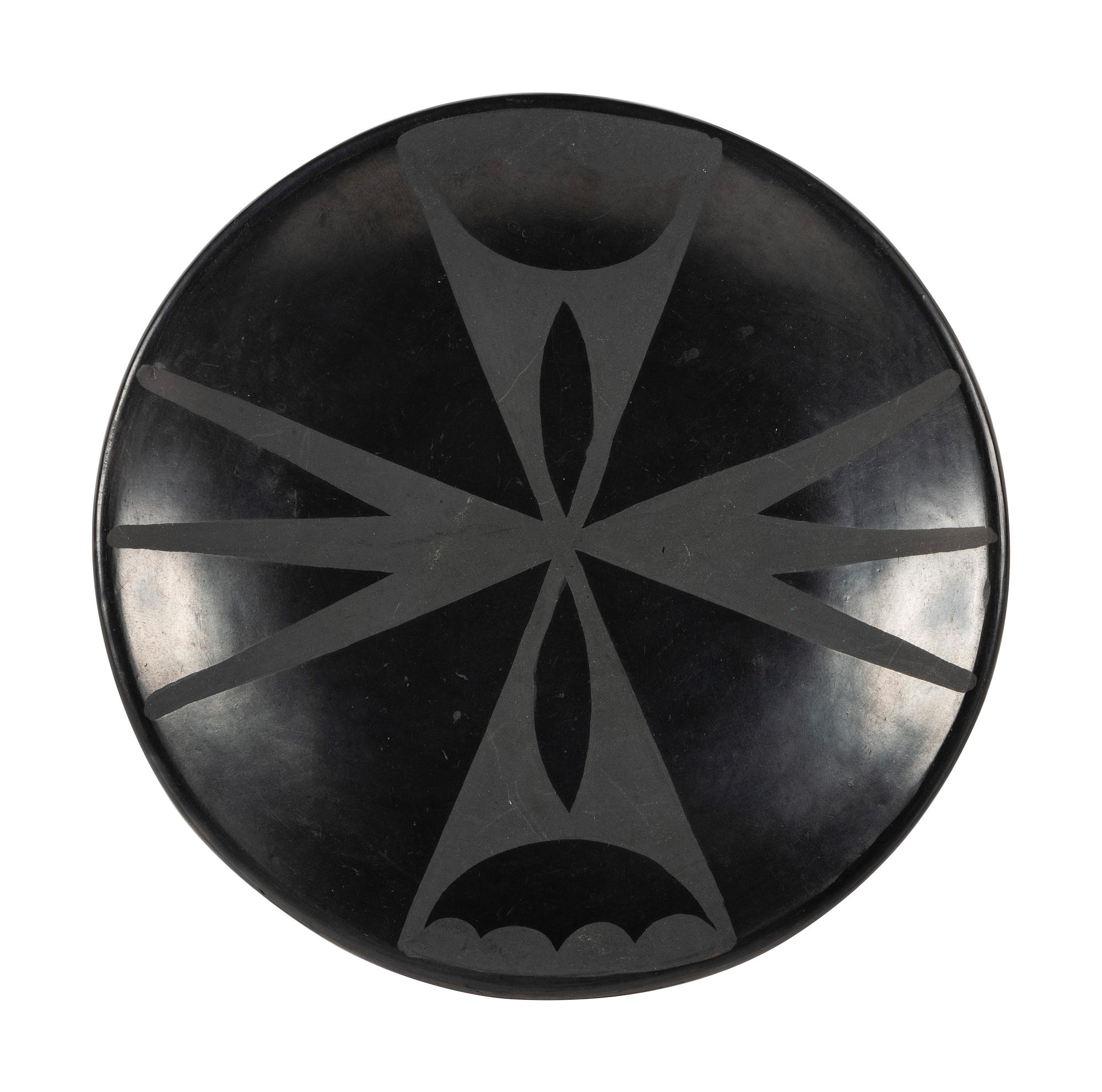 Black-on-black Pottery Plate