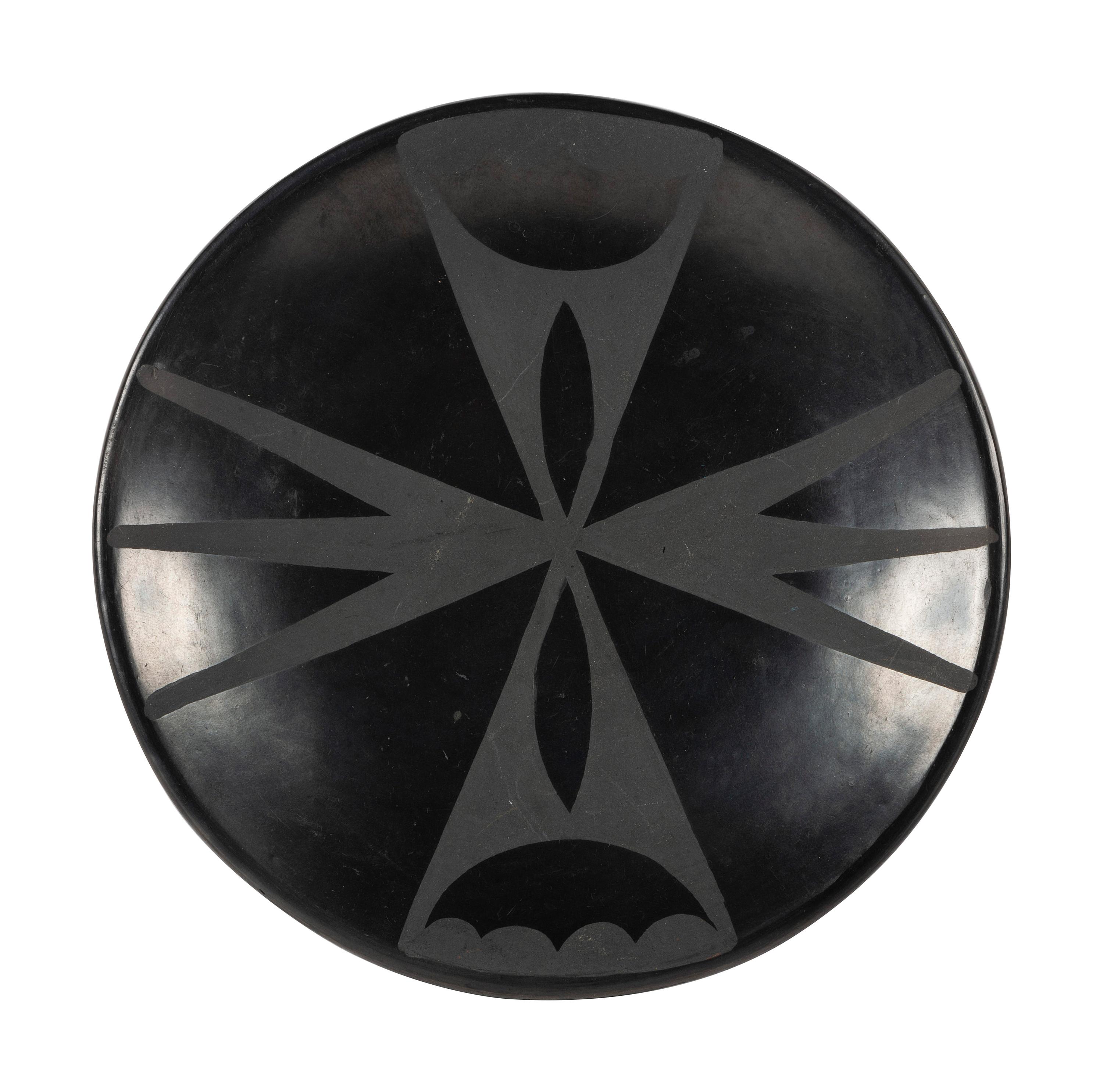 Black-on-black Pottery Plate