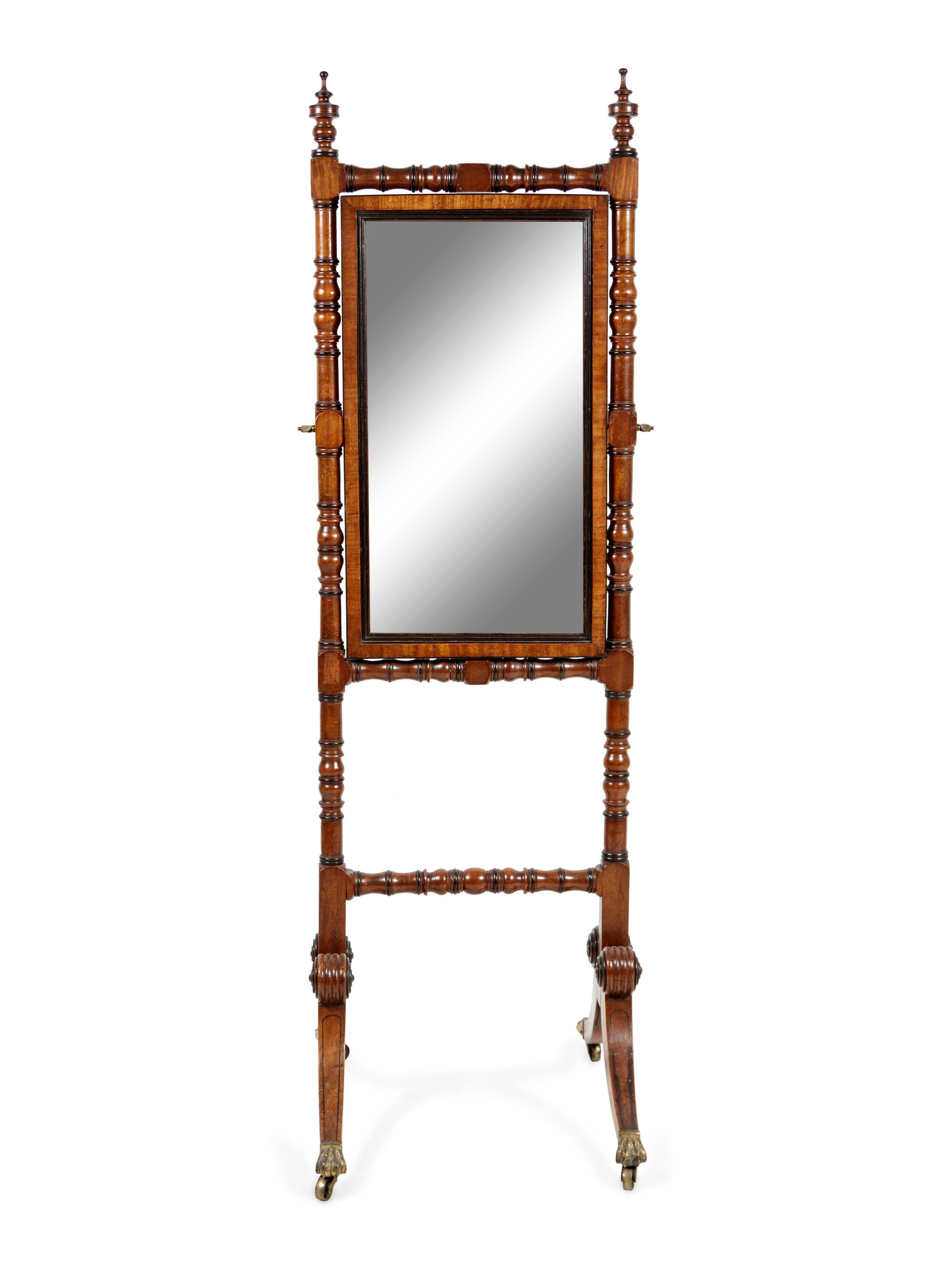 A Regency Mahogany Cheval Mirror