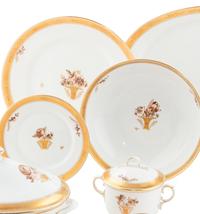 A Royal Copenhagen Golden Basket Porcelain Dinner Service