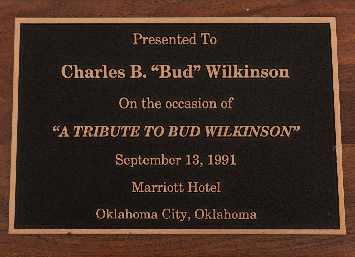 A 1991 Tribute To Bud Wilkinson Ceremony Award Bust Presented to Hall of Fame Oklahoma Football Coach Bud Wilkinson