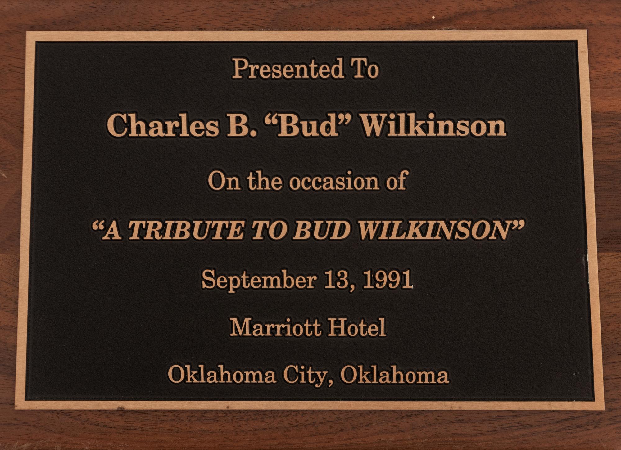 A 1991 Tribute To Bud Wilkinson Ceremony Award Bust Presented to Hall of Fame Oklahoma Football Coach Bud Wilkinson