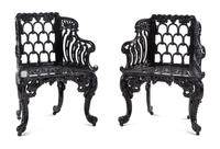 A Victorian Cast Metal "Rose Garden" Suite
