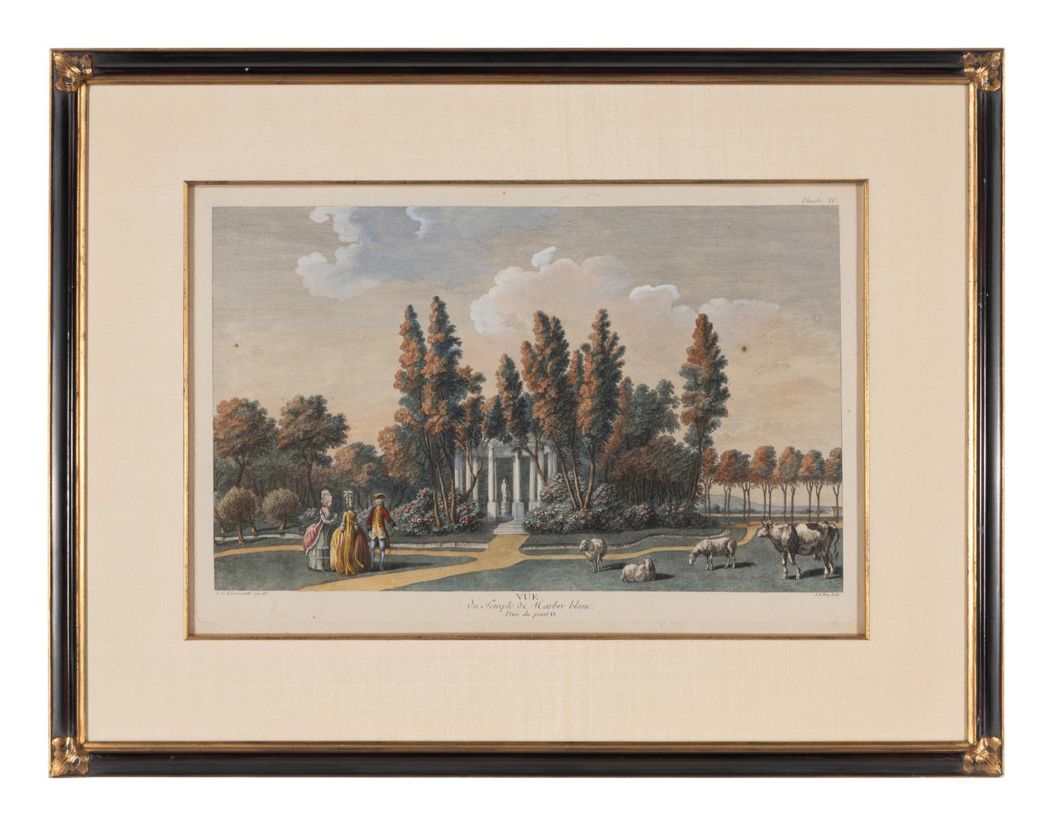 A Set of Six French Hand-Colored Engravings