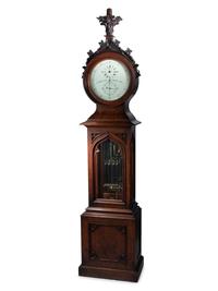 A Gothic Revival Carved Mahogany Tall Case No. 24 Astronomical Regulator