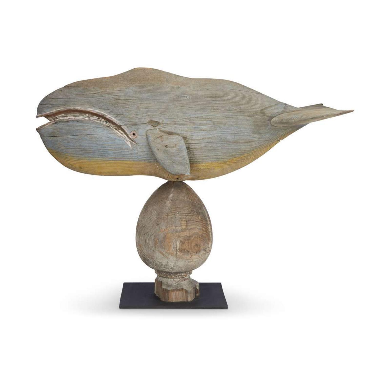 Carved and painted weathervane of a whale 20th century