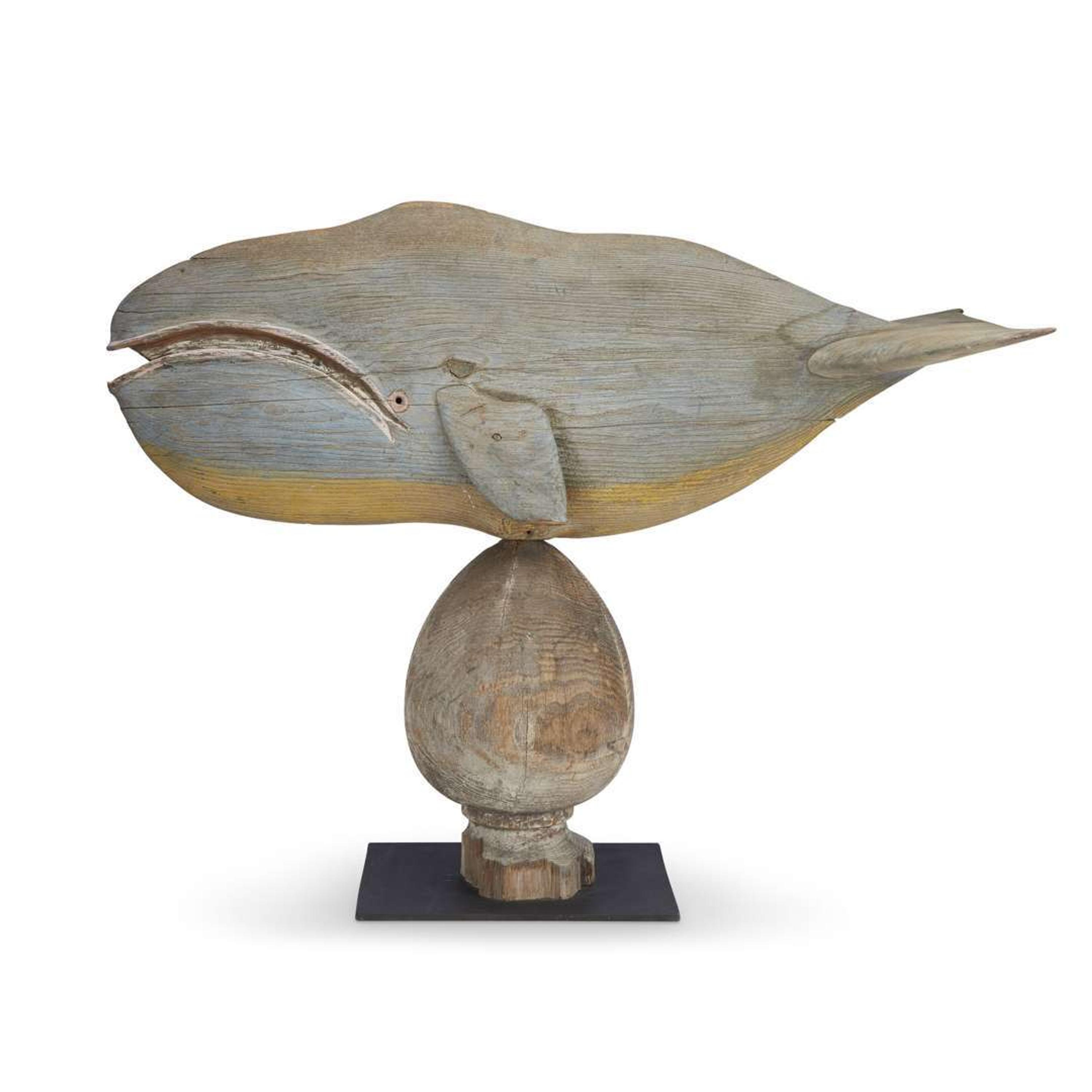 Carved and painted weathervane of a whale 20th century