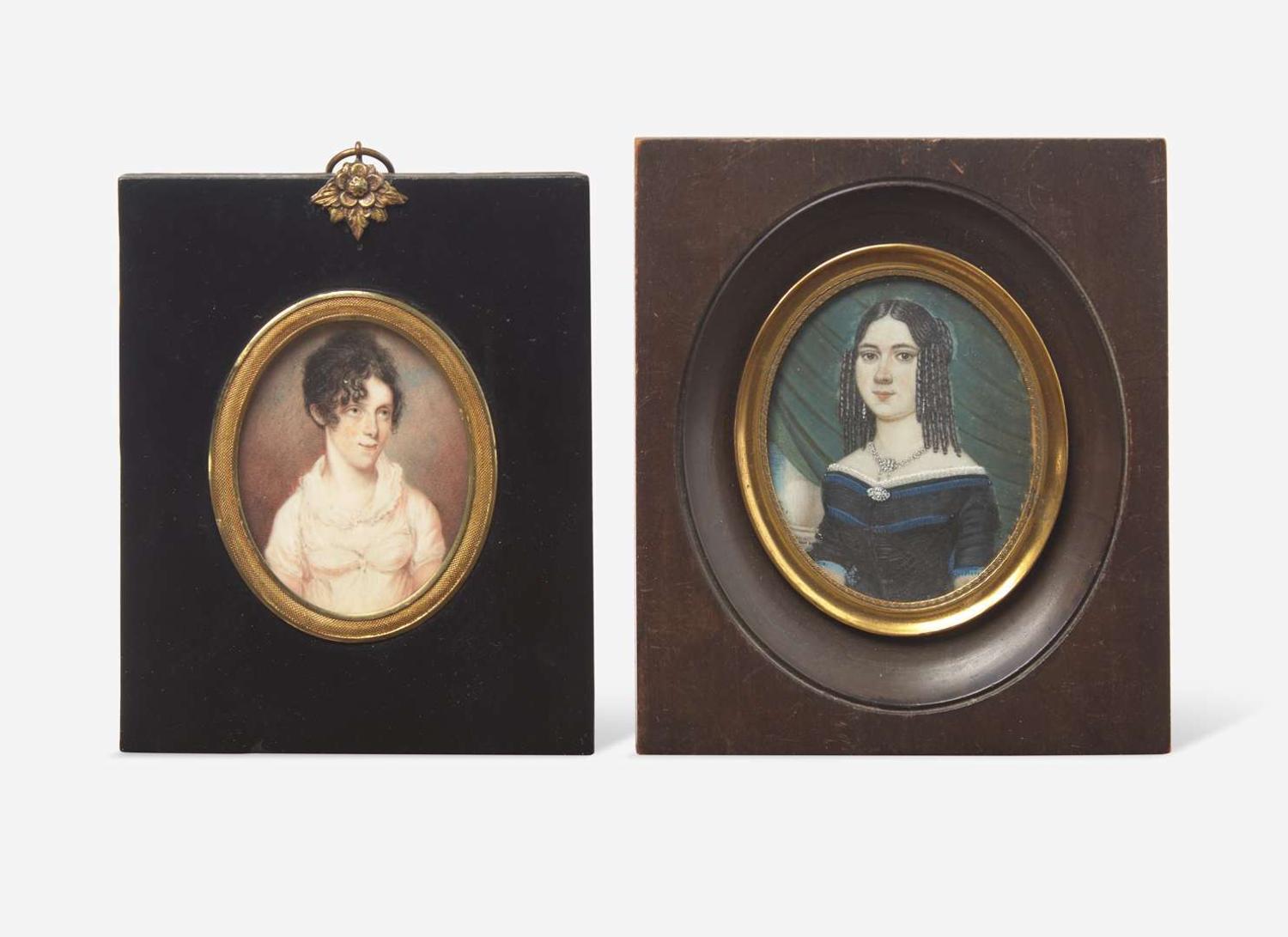 American or Continental School 19th century, Two portrait miniatures of young ladies