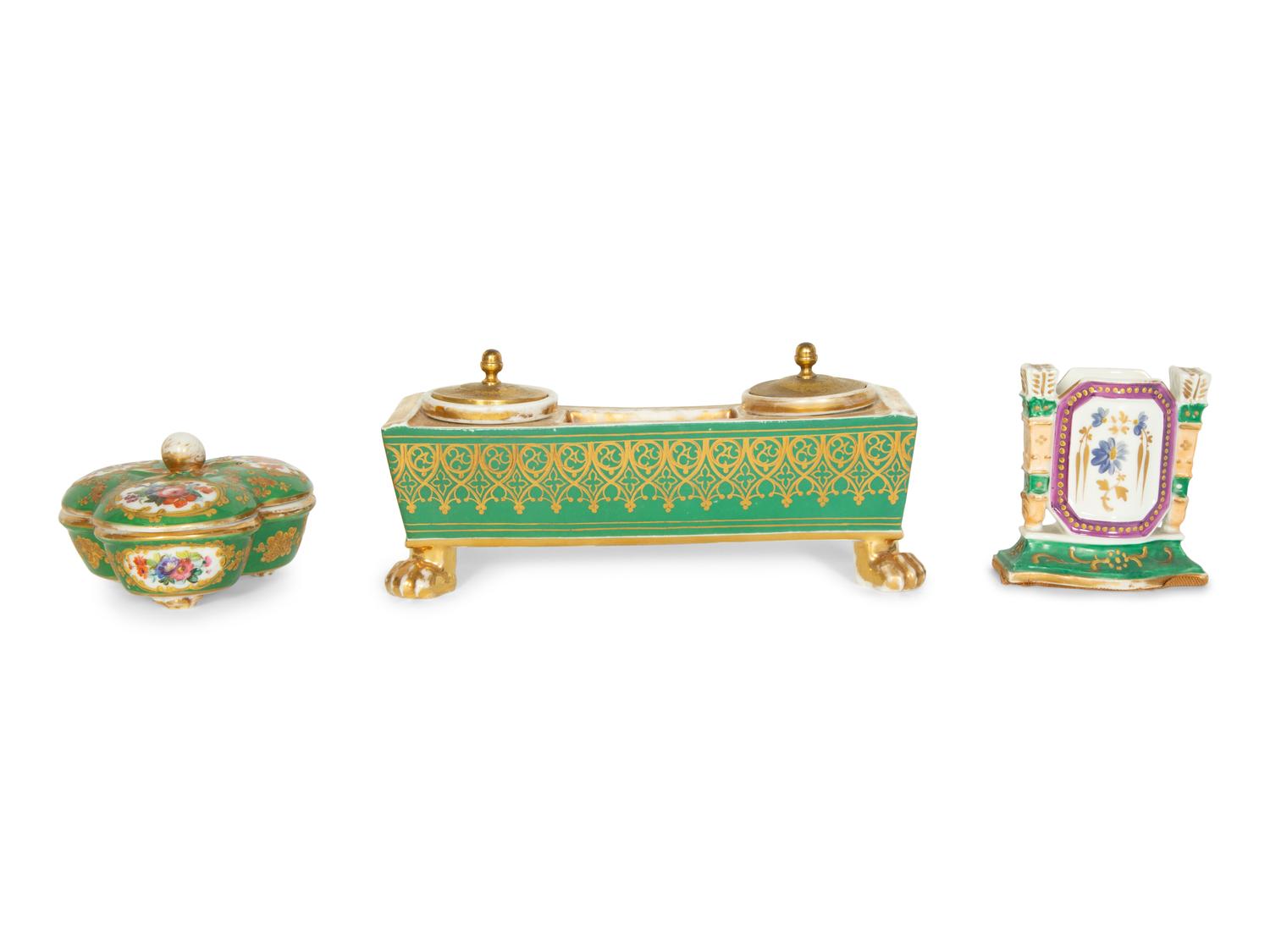 Three Paris Porcelain Articles, Two by Jacob Petit