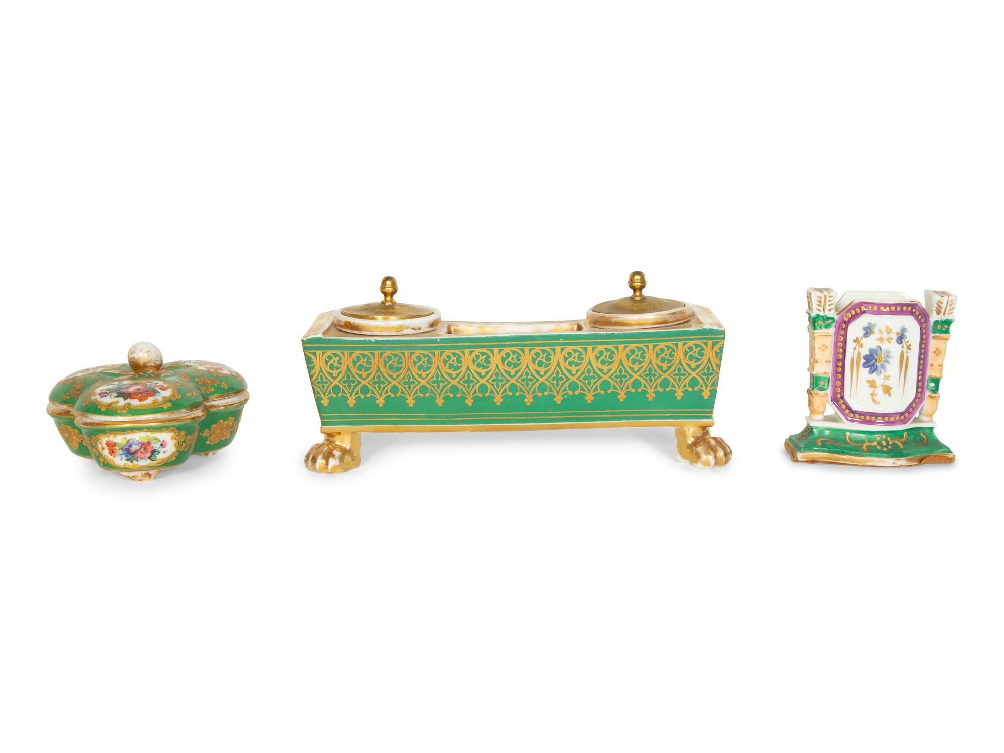 Three Paris Porcelain Articles, Two by Jacob Petit