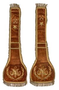 A Pair of Italian Embroidered Velvet Papal Vestments Length 46 inches. — 19TH CENTURY