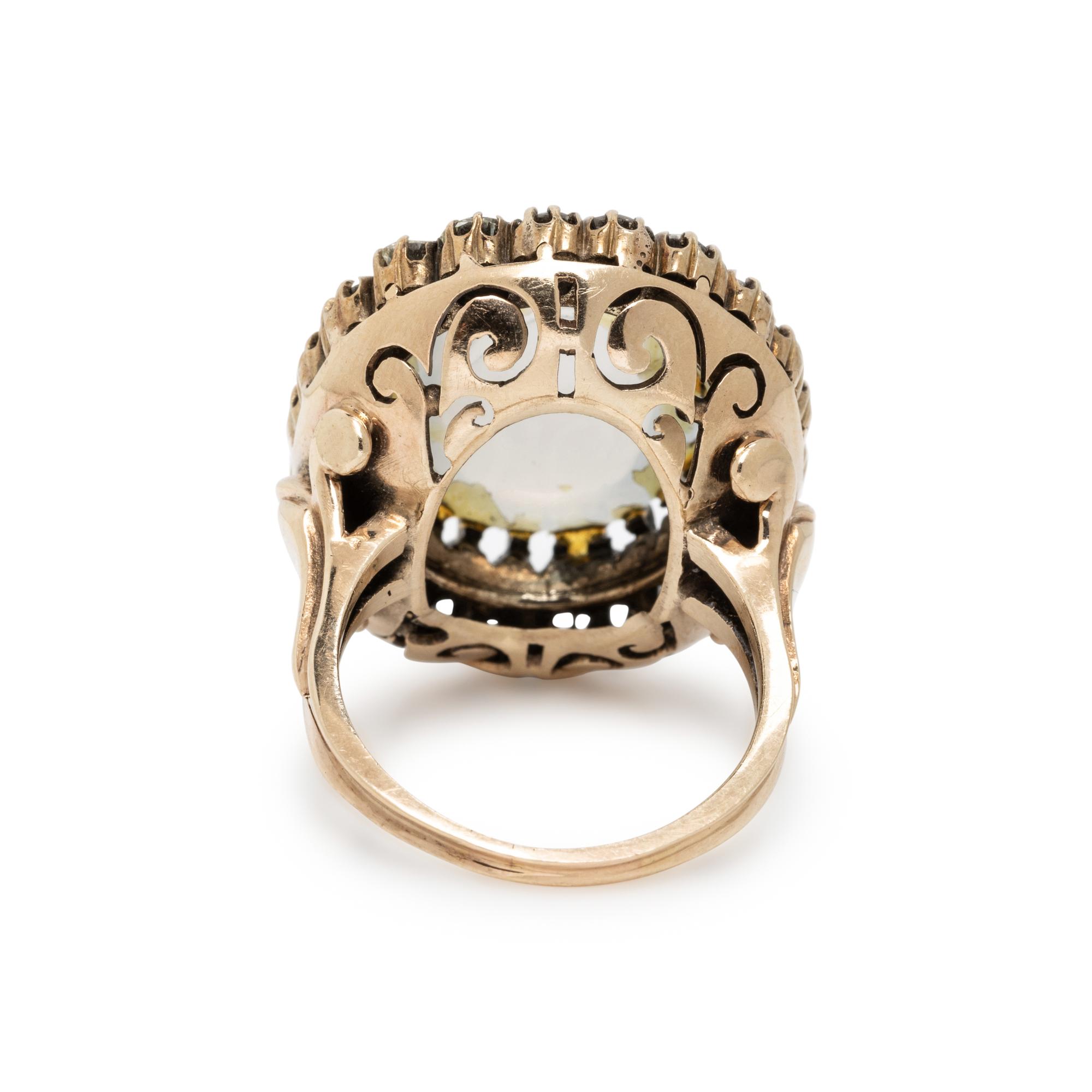 MOONSTONE AND DIAMOND RING