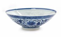 A Small Blue and White Porcelain Tea Bowl Diameter 4 1/8 inches. — YONGZHENG PERIOD (1723-1735)