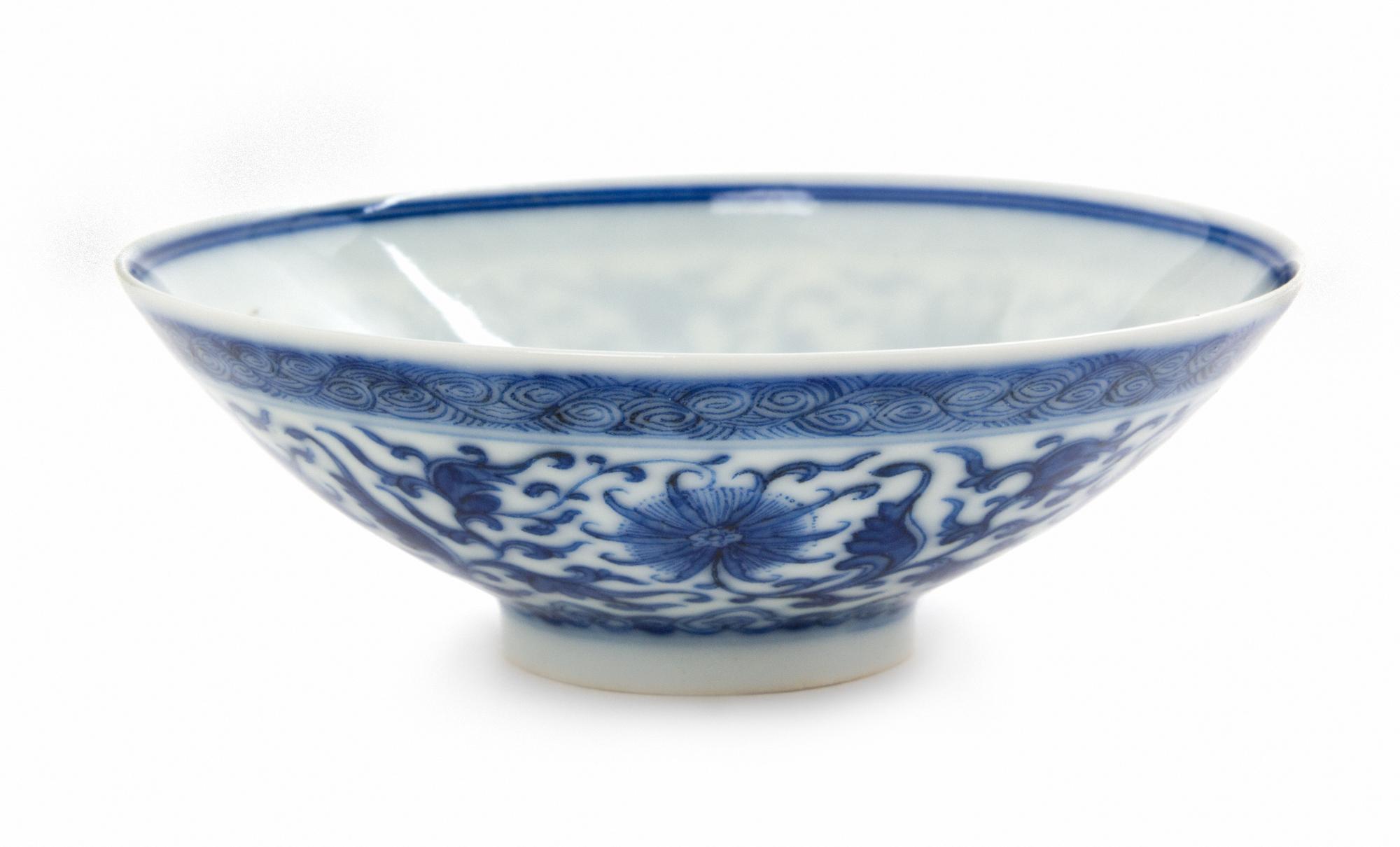 A Small Blue and White Porcelain Tea Bowl Diameter 4 1/8 inches. — YONGZHENG PERIOD (1723-1735)