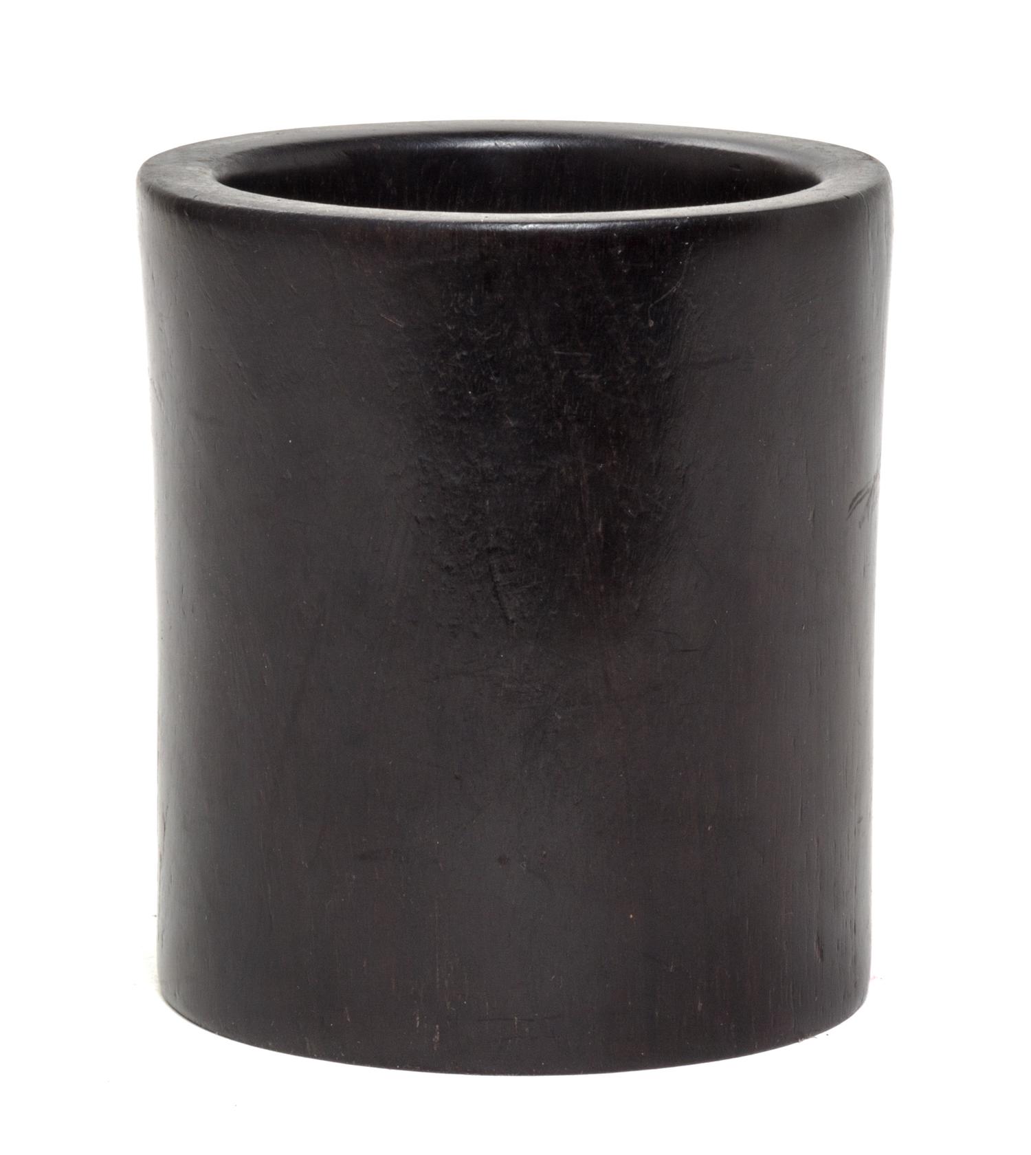 A Hardwood Brush Pot Diameter 5 inches.