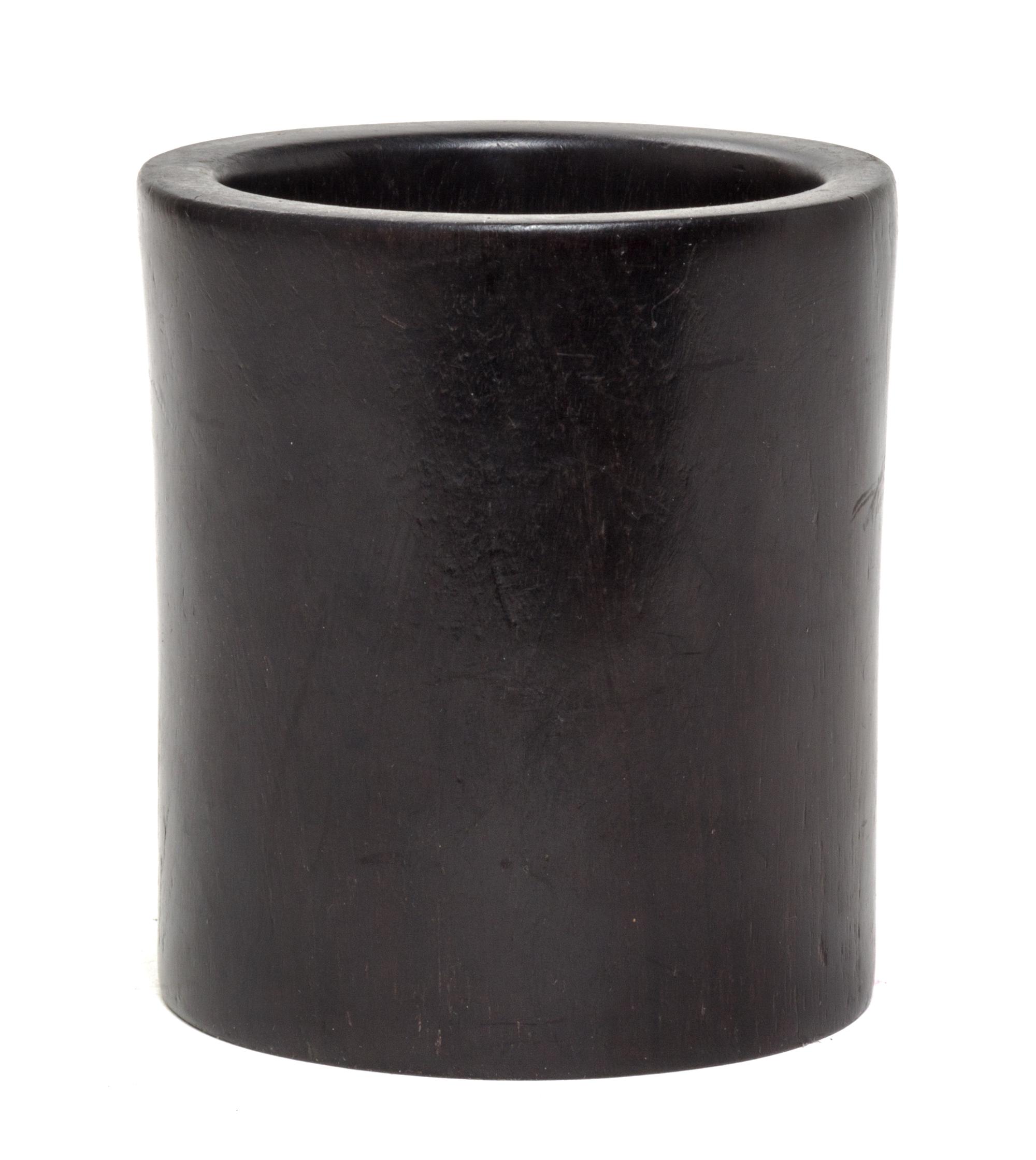 A Hardwood Brush Pot Diameter 5 inches.
