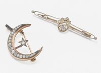 A Set of Two Victorian Diamond Brooches