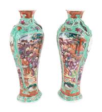 A Pair of Chinese Export Famille Rose Porcelain Vases
