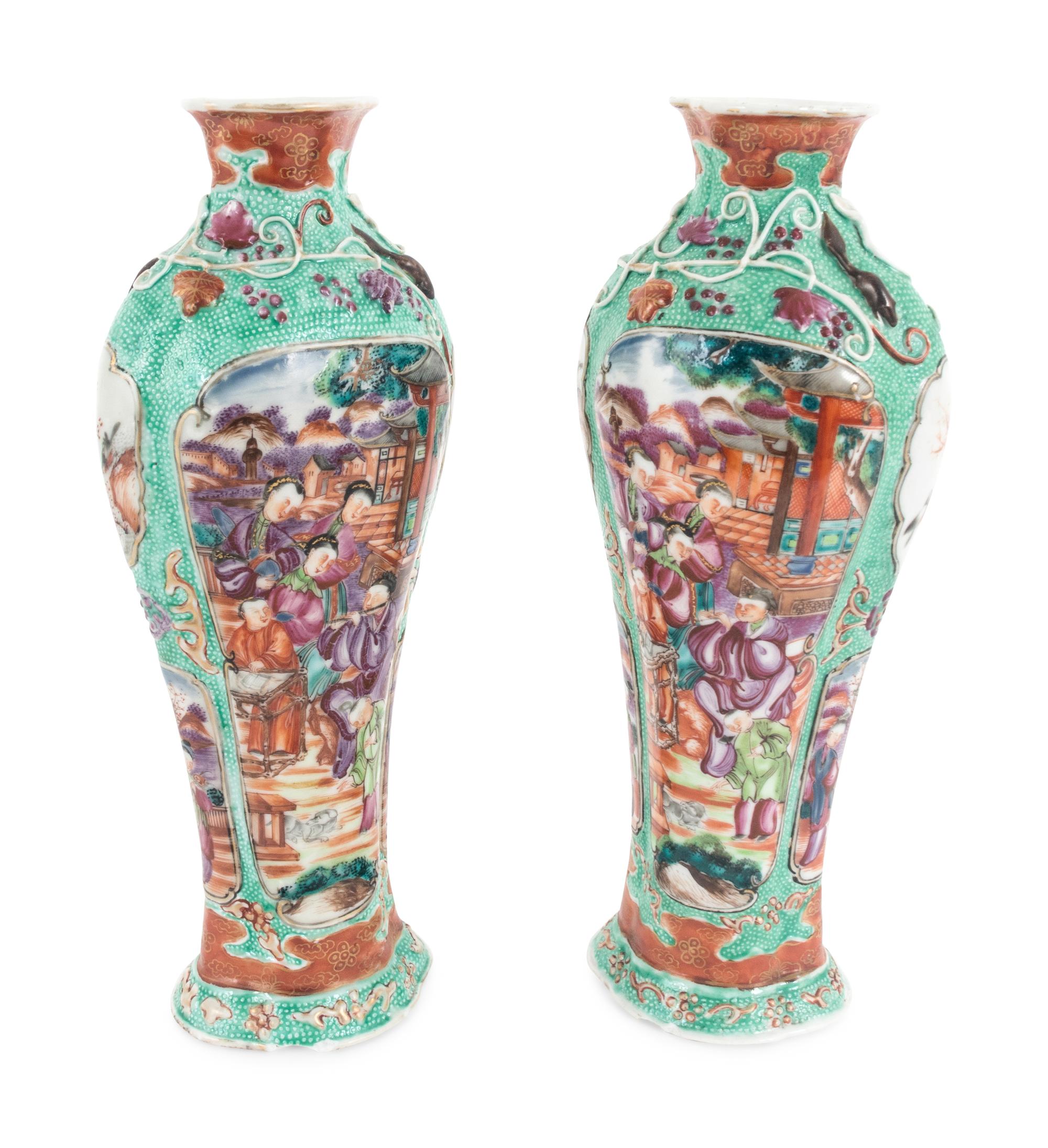 A Pair of Chinese Export Famille Rose Porcelain Vases