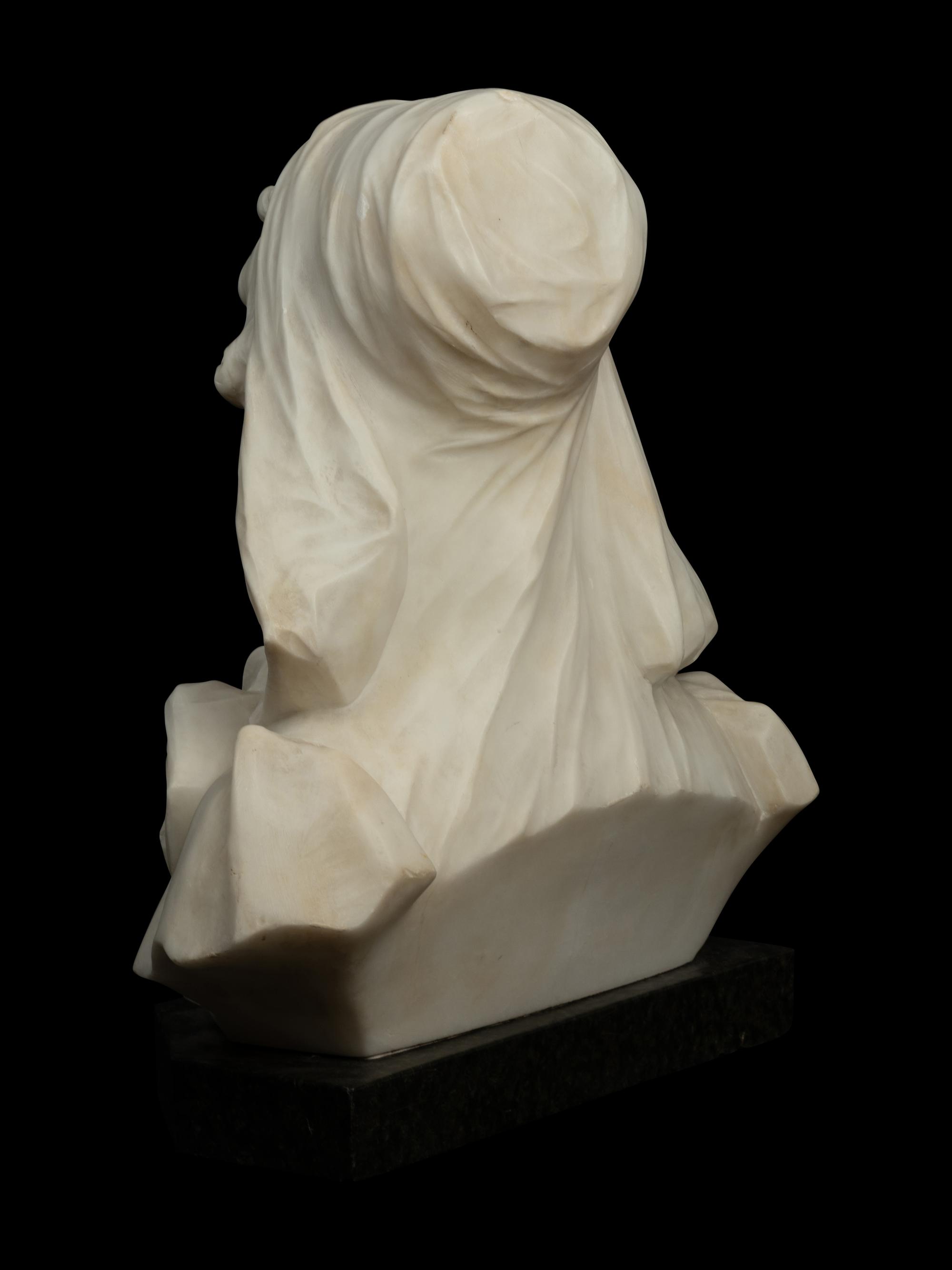 An Italian Carved Marble Bust of a Girl