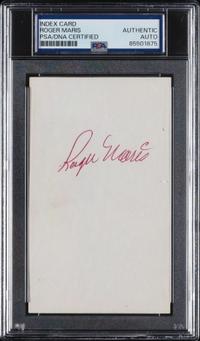 A Roger Maris Signed Index Card (PSA Encapsulated