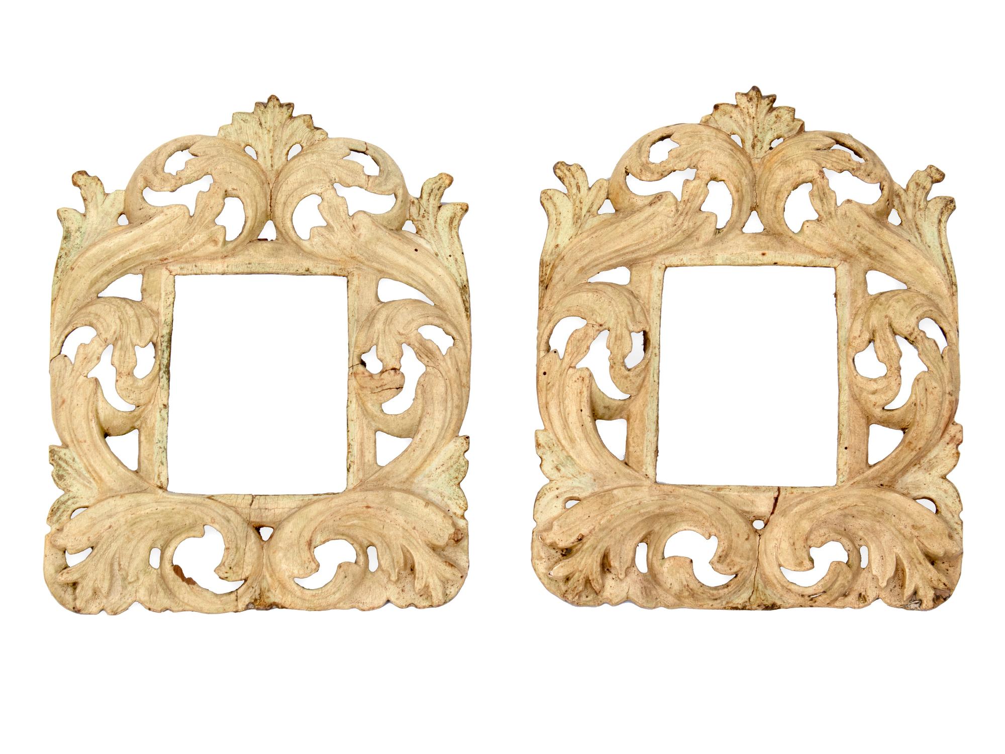 A Pair of Italian Baroque Style Painted Wood Frames — 18TH CENTURY