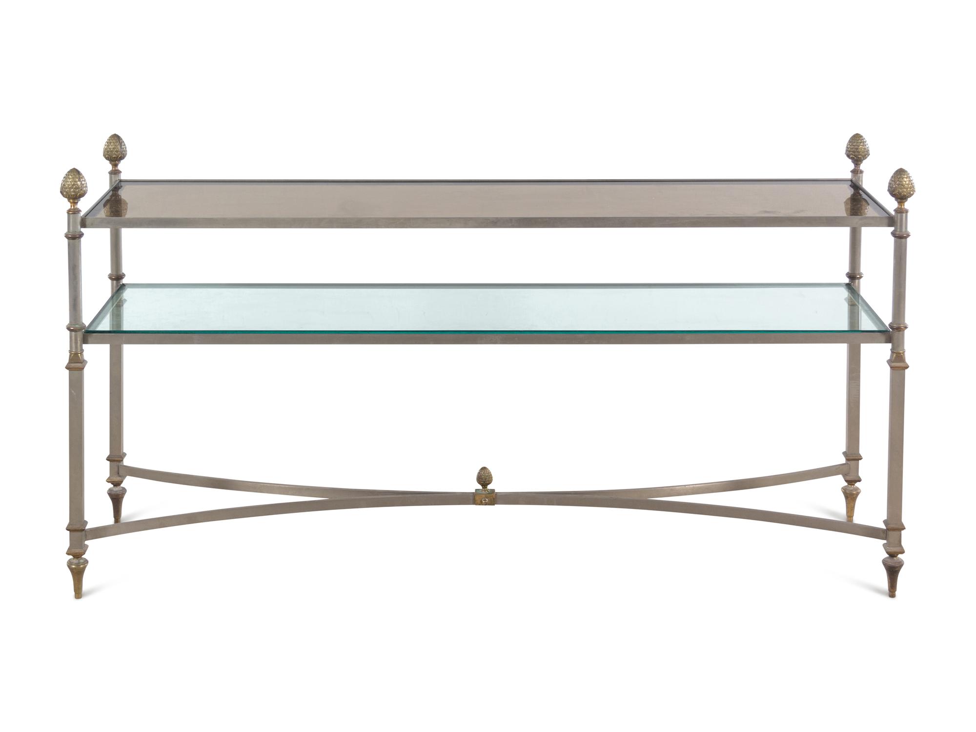 A Neoclassical Style Gilt Metal and Glass Console Table in the Style of Maison Jansen