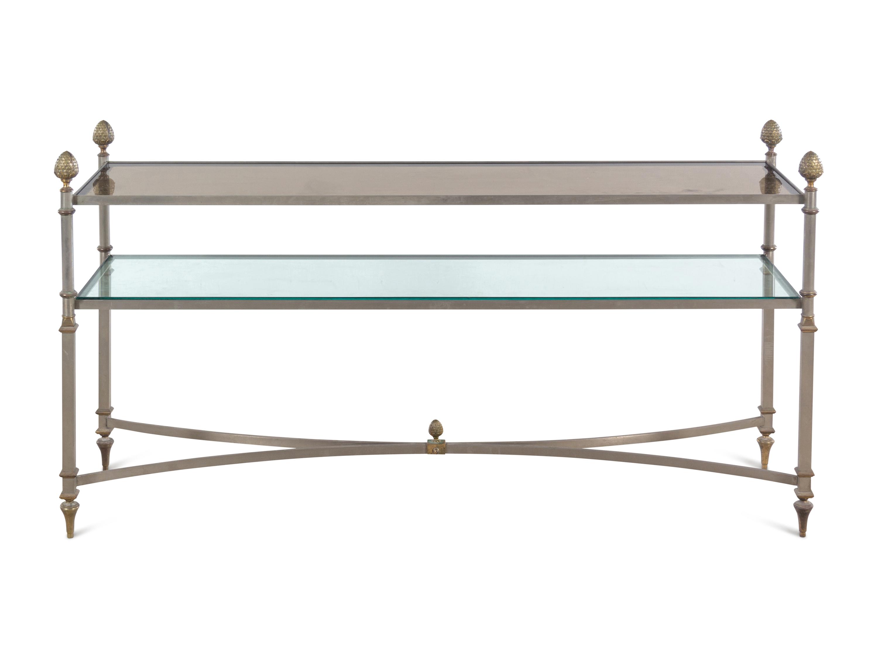 A Neoclassical Style Gilt Metal and Glass Console Table in the Style of Maison Jansen