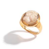 A Neoclassical Sardonyx Cameo and Gold Finger Ring with a Male Portrait Head