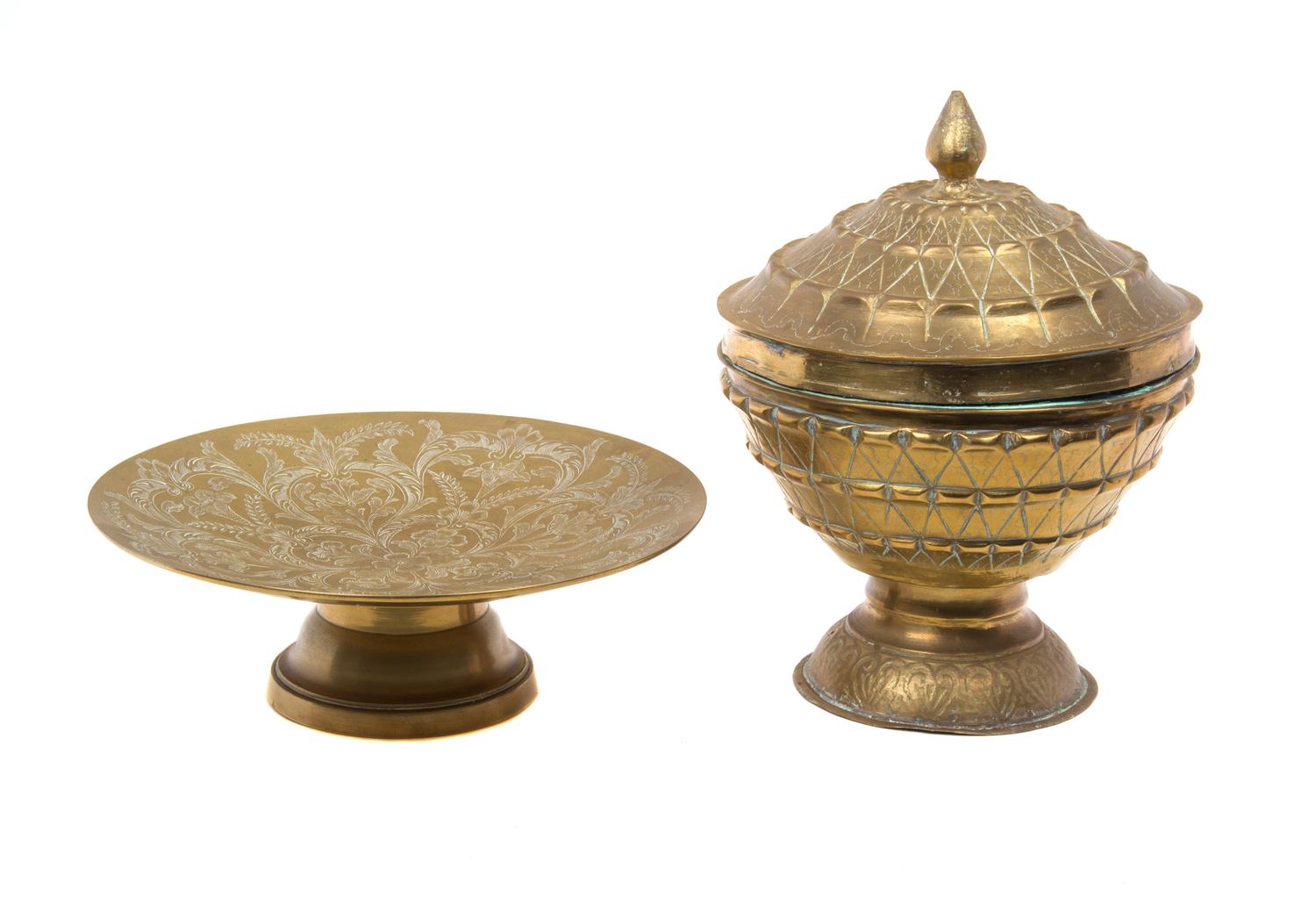Two Southeast Asian Brass Articles Height of taller 12 inches. — 20TH CENTURY