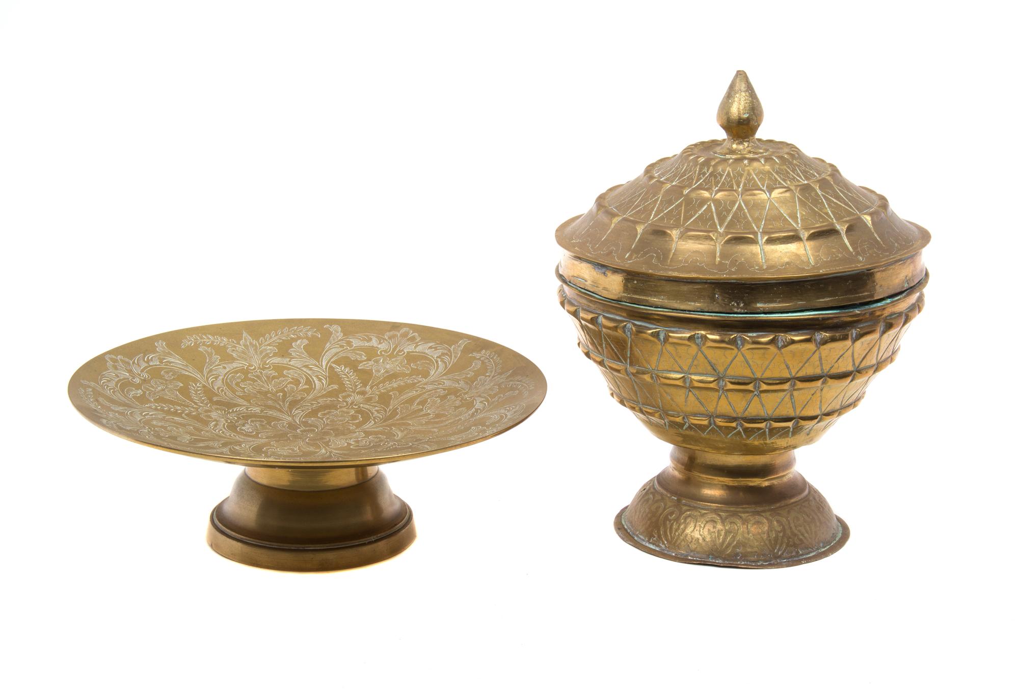 Two Southeast Asian Brass Articles Height of taller 12 inches. — 20TH CENTURY