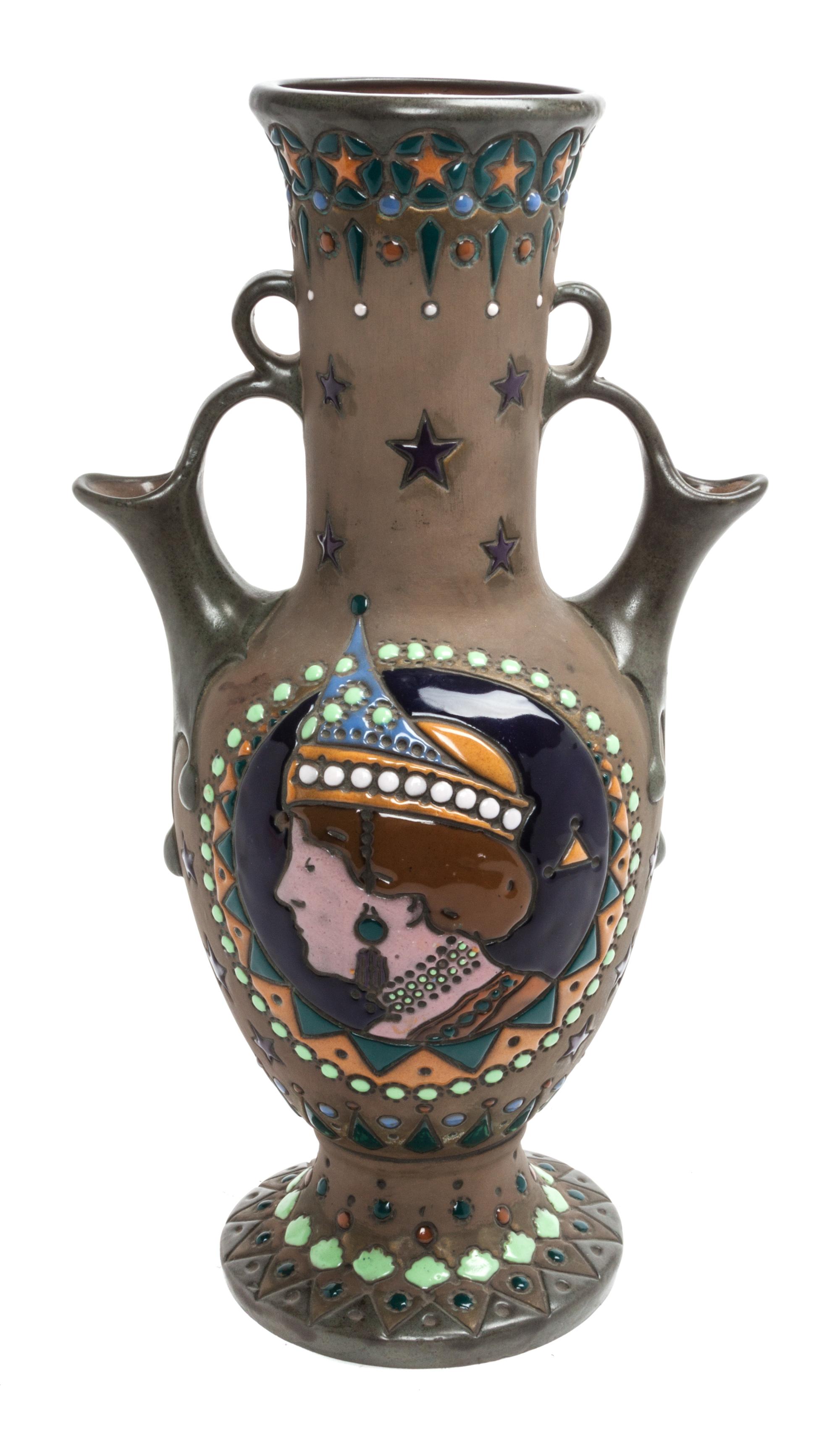 An Amphora Pottery Vase Height 15 1/4 inches.
