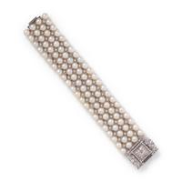 OMEGA, 18K WHITE GOLD, DIAMOND AND CULTURED PEARL WRISTWATCH