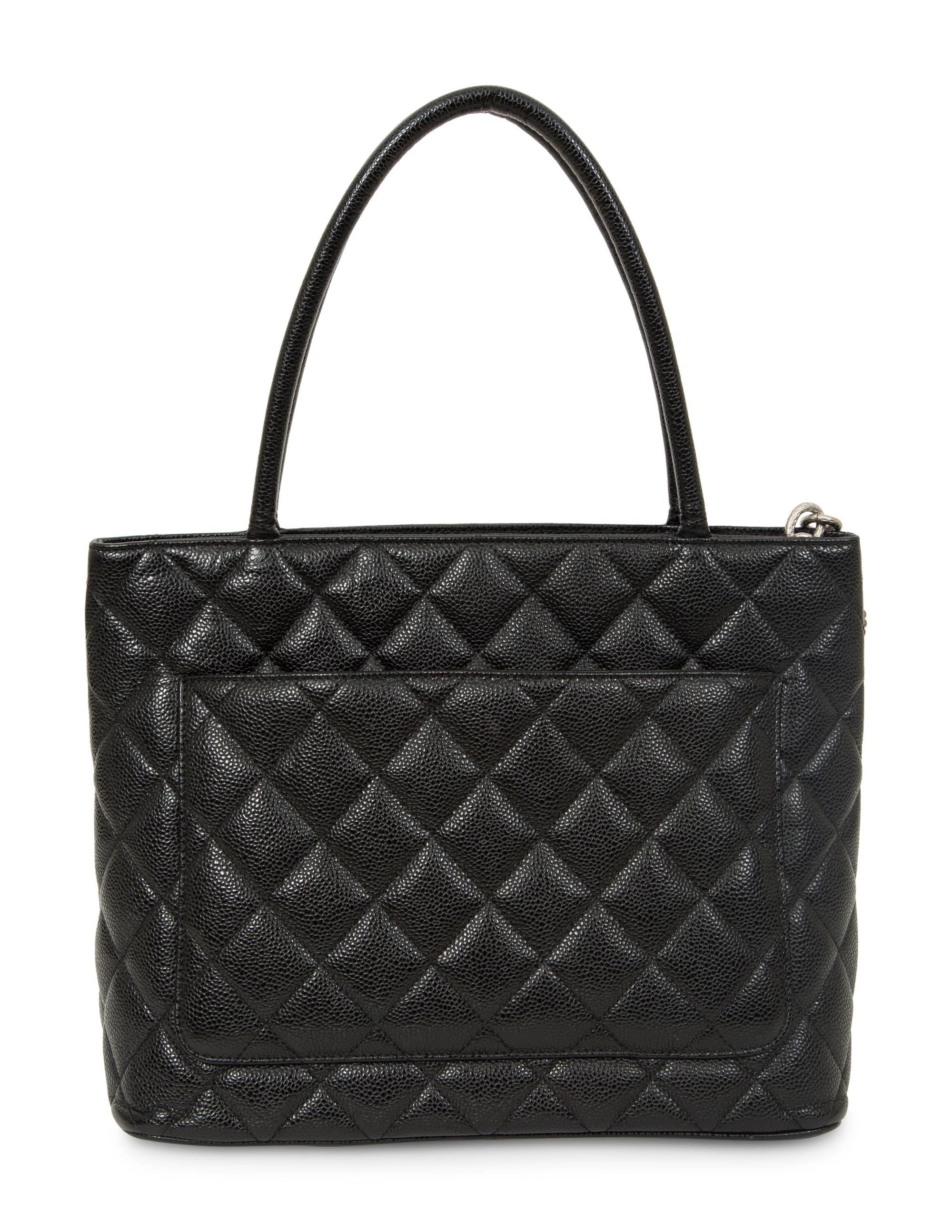 Chanel Medallion Tote and French Wallet in Quilted Black Caviar Leather, 2005 - 2011