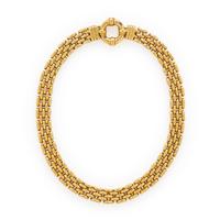 Yellow Gold Brick Link Necklace