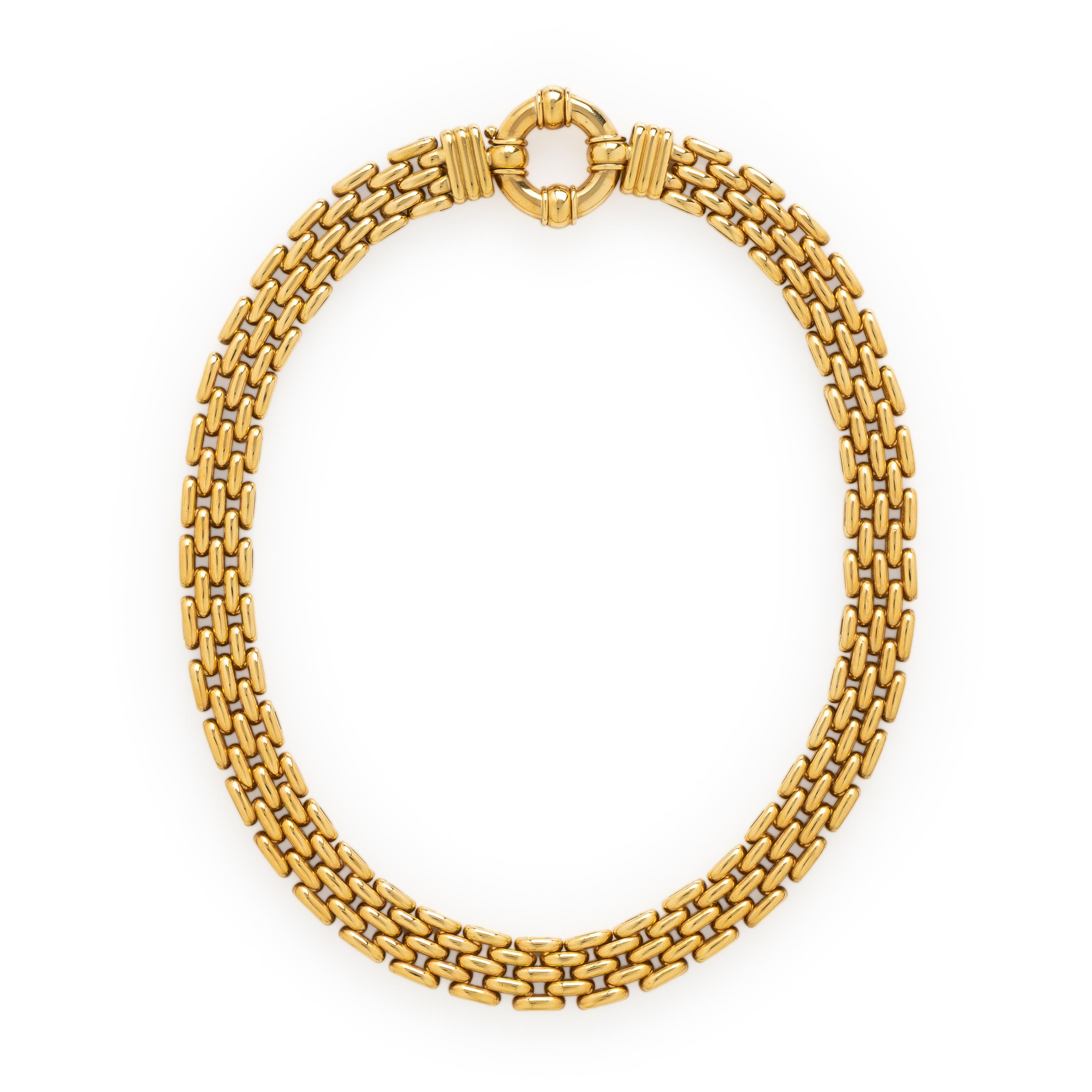 Yellow Gold Brick Link Necklace