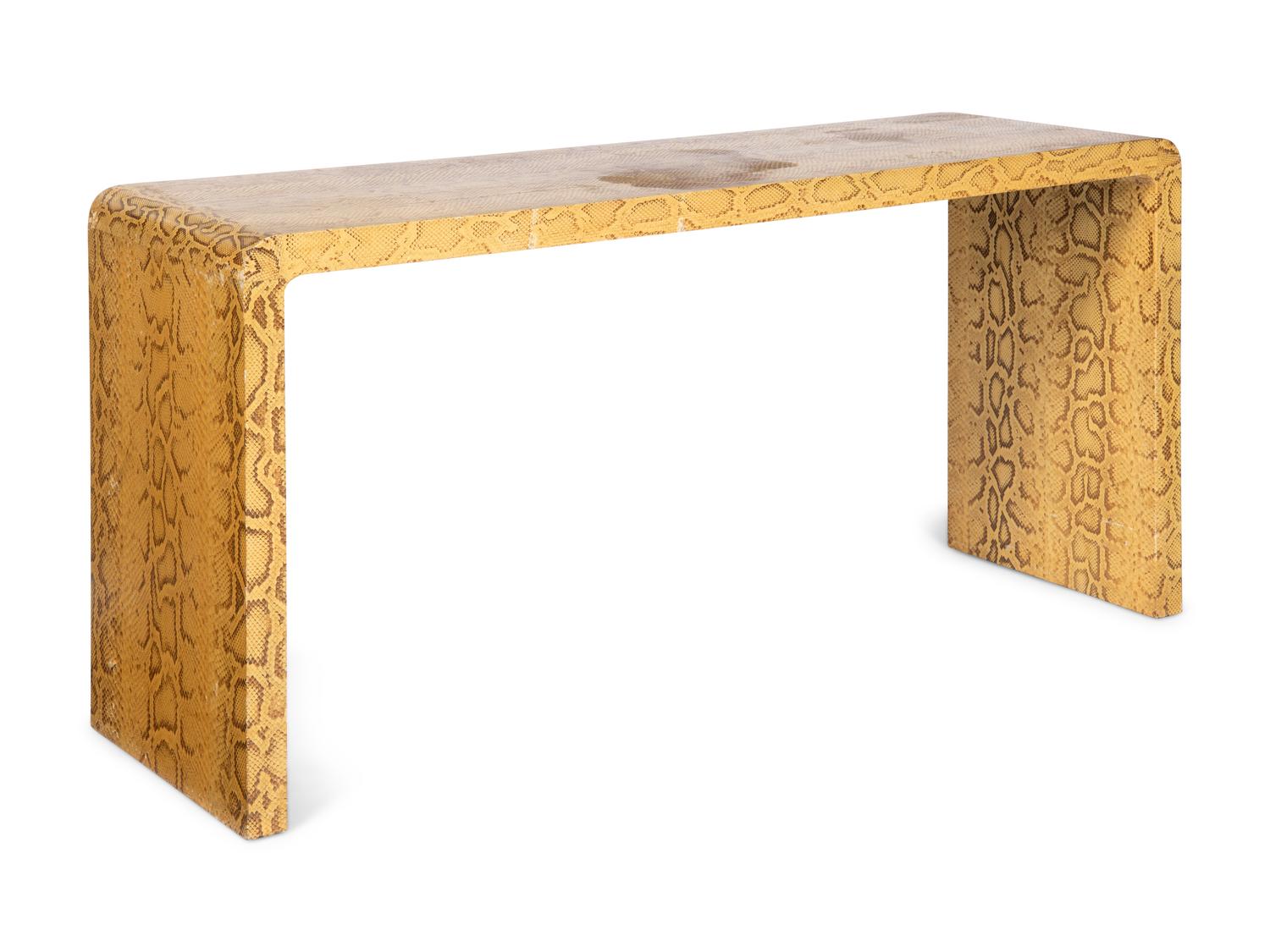 A Karl Springer Python-Veneered Console Table
