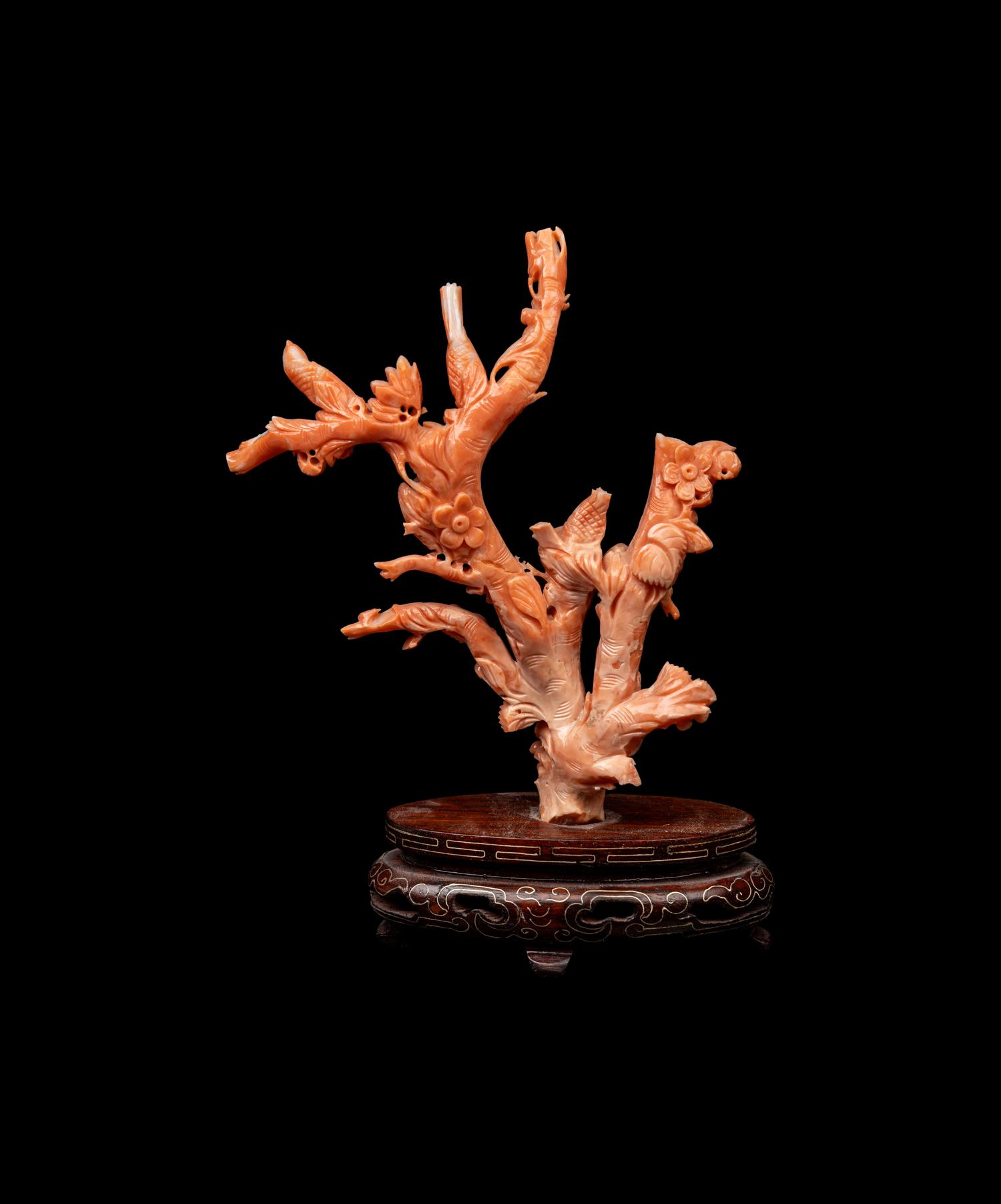 A Chinese Pink Coral Carving