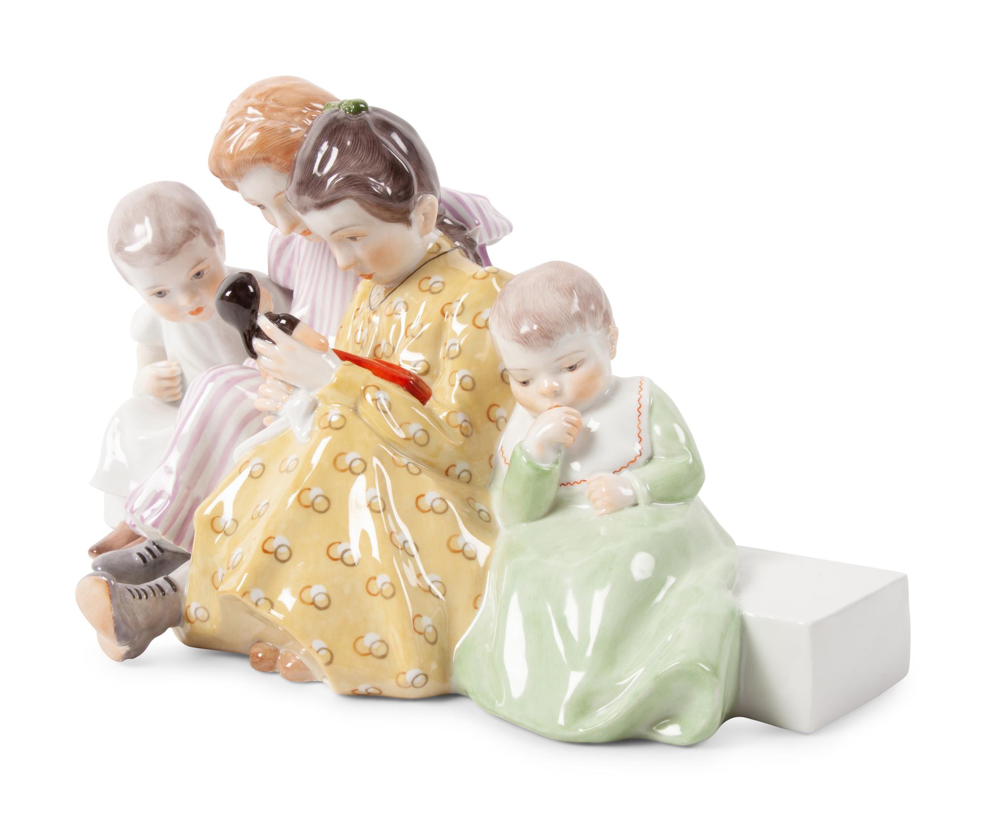 A Meissen Porcelain Figural Group of Four Children, by Konrad Hentschel
