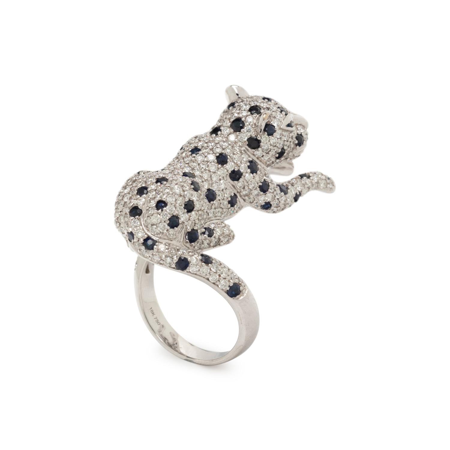 DIAMOND AND SAPPHIRE PANTHER RING