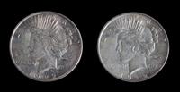 A Pair of United States 1922-D Peace Silver Dollar Coins