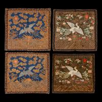 Two Pairs of Chinese Kesi Silk 'Silver Pheasant' Rank Badges, 19th Century 清晚期 緙絲五品文官白鷴補子兩對