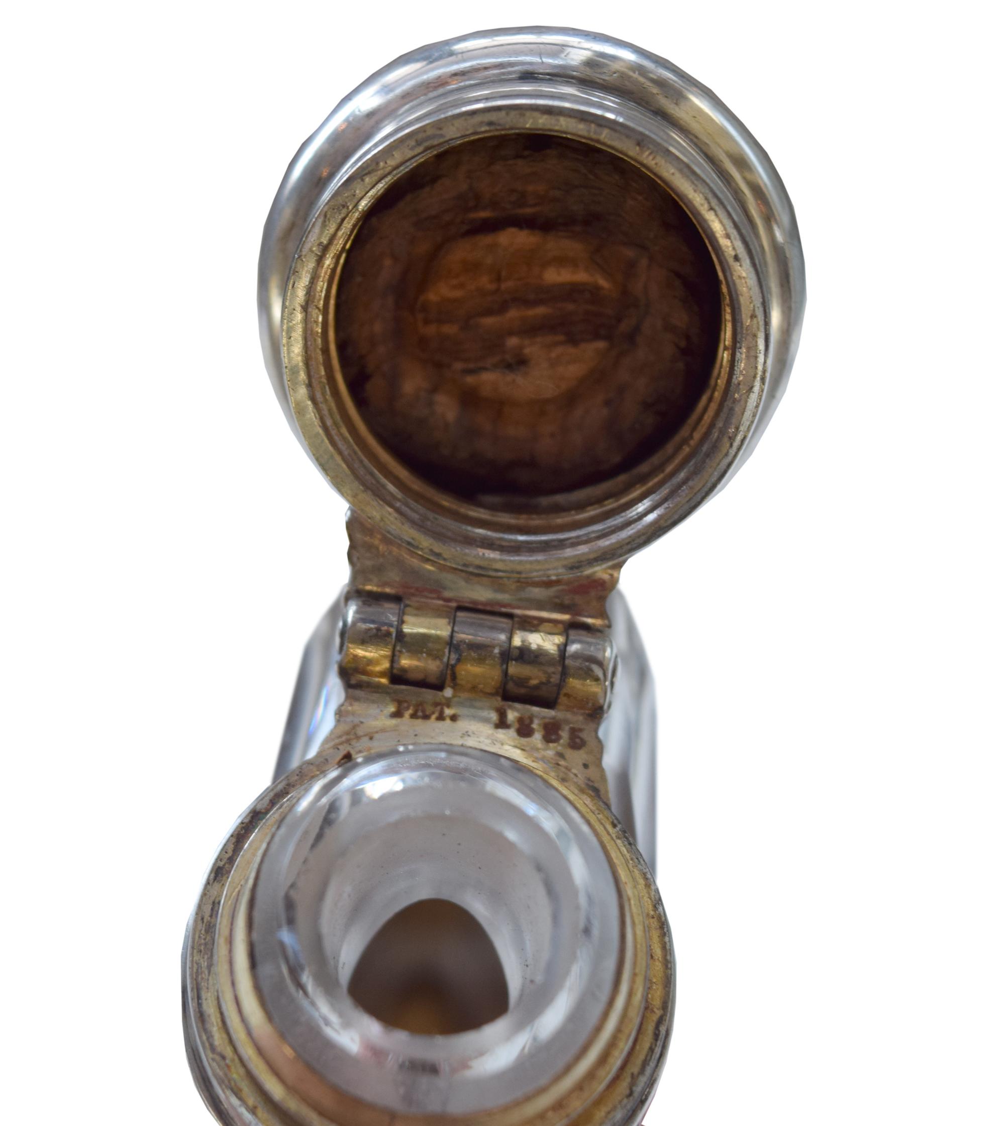A Tiffany & Co. Cut Glass and Silver Flask 2.5" W x 1" D x 5.25" H, — United States, Circa 1889