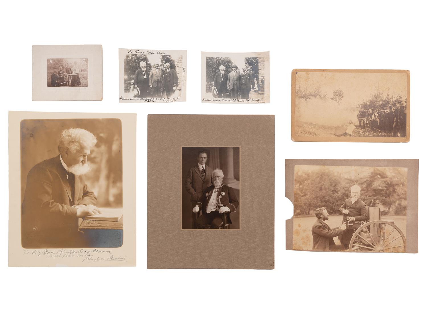 [WEAPONRY]. Photographic archive identified to inventors Hiram and Hudson Maxim.