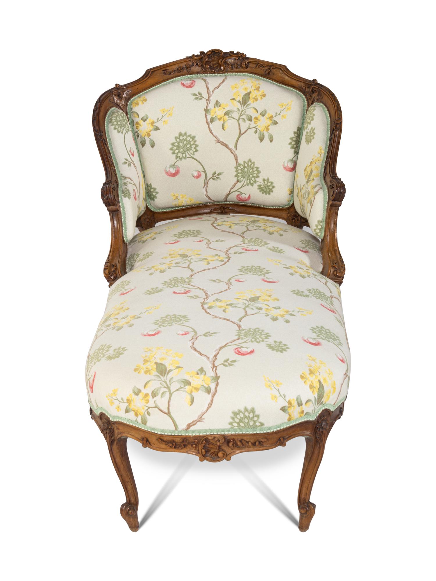 A Louis XV Style Walnut Chaise Longue
