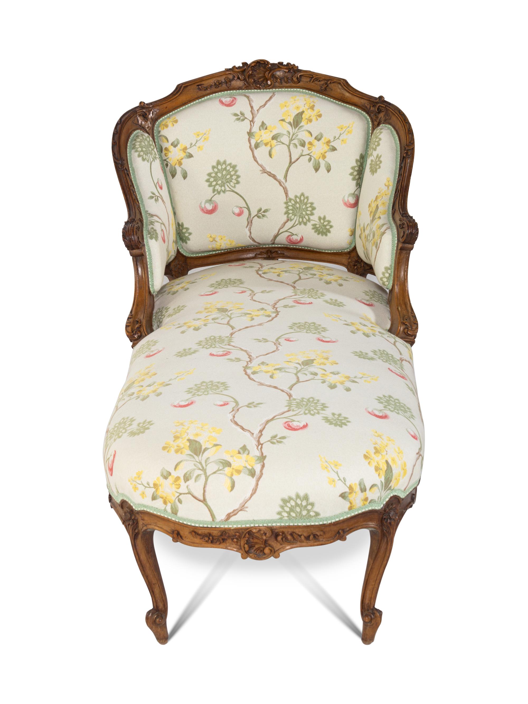 A Louis XV Style Walnut Chaise Longue