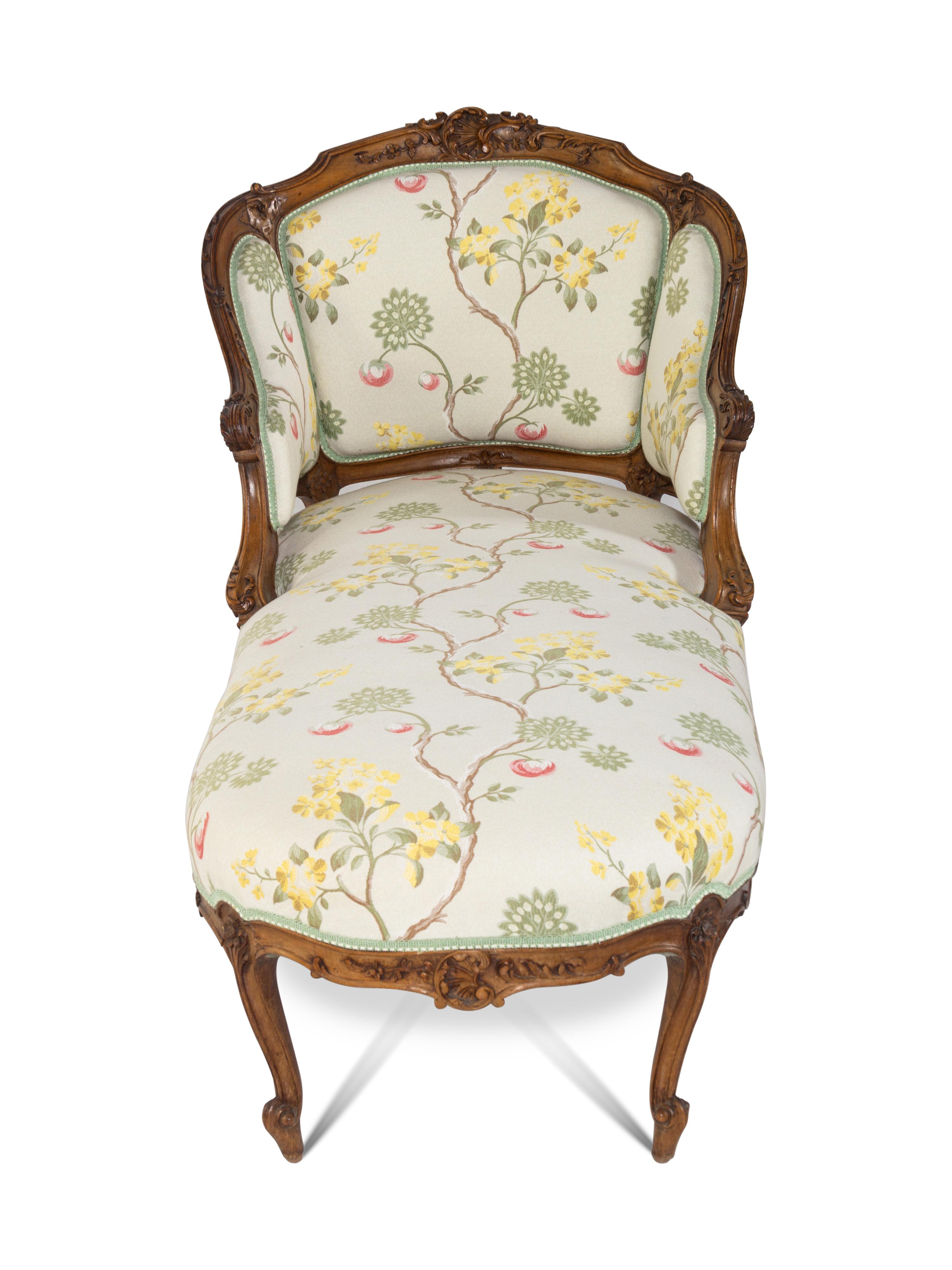 A Louis XV Style Walnut Chaise Longue
