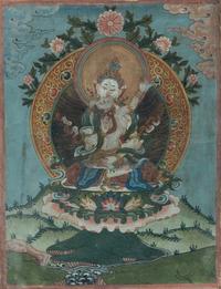 A Chinese Export Pith Painting and A Tibetan Thangka