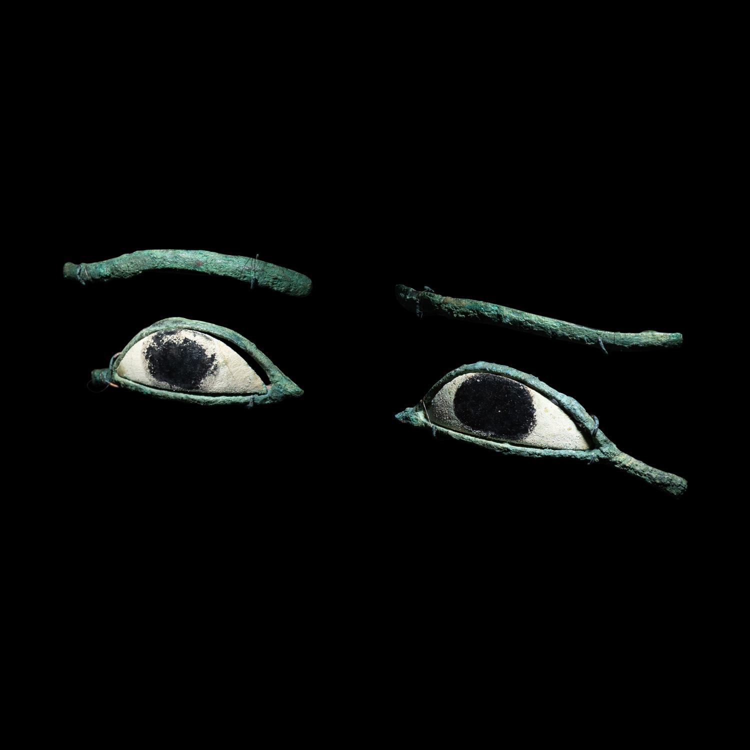 A Pair of Egyptian Bronze Eyes and Brows