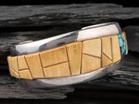 Sterling Silver and Cobblestone Inlay Cuff Bracelet